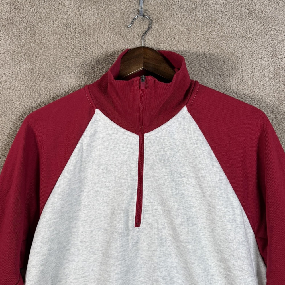 Nike Dri Fit Sweatshirt Womens Medium Gray Red Quarter Zip Just Do It Pullover - Picture 3 of 13